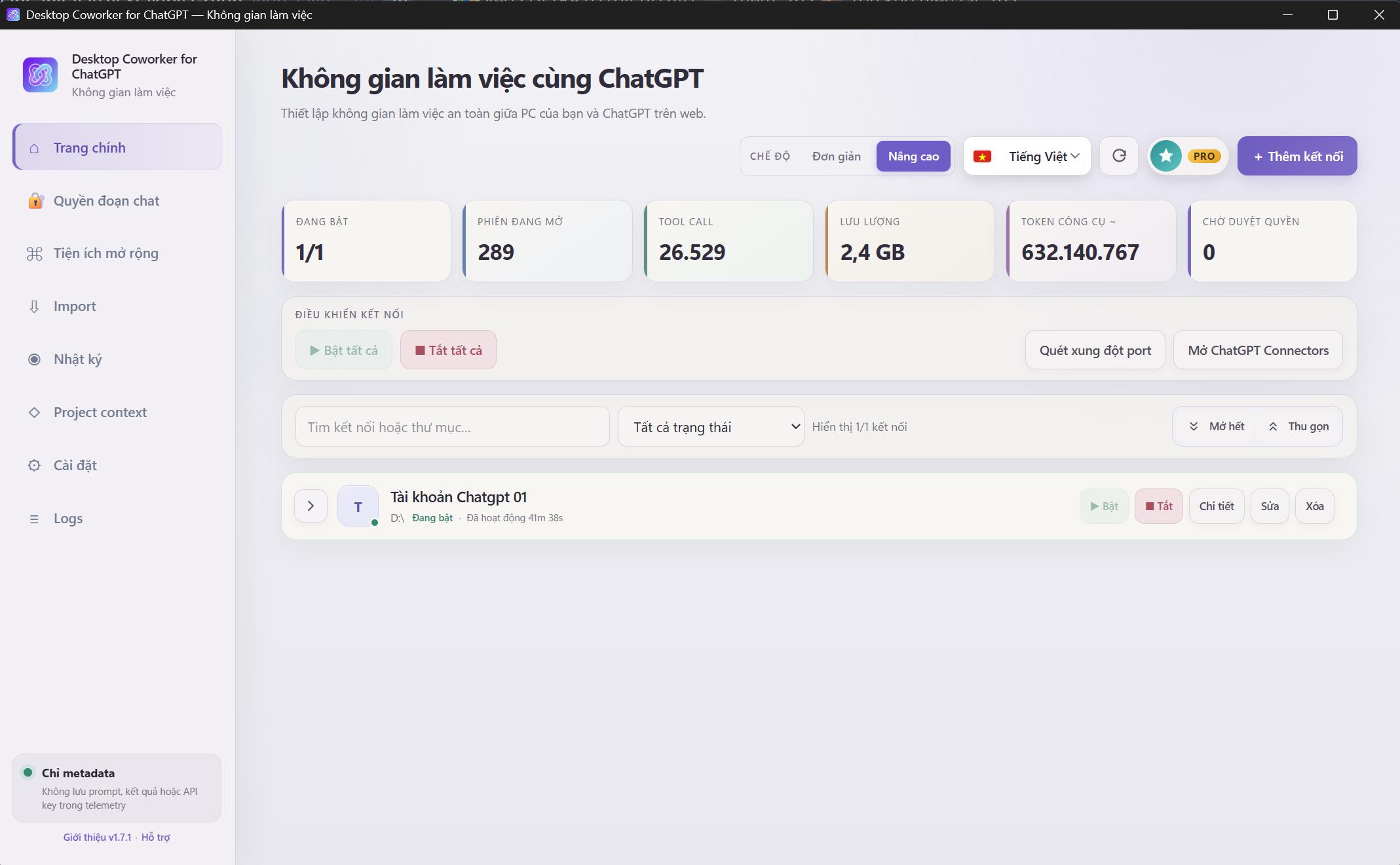 Giao diện nâng cao Desktop Coworker for ChatGPT