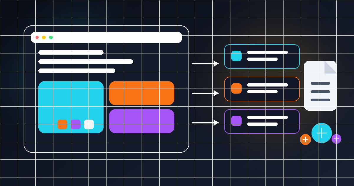 Minh họa một website được chuyển thành design tokens và tài liệu để AI coding agent sử dụng