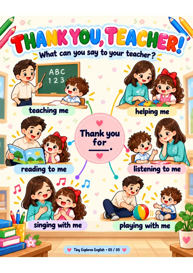 Poster nói lời cảm ơn thầy cô bằng tiếng Anh
