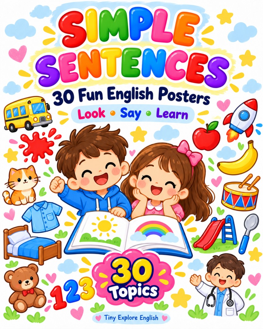 Tiny Explore English – 30 Poster Câu Tiếng Anh Đơn Giản Cho Bé (PDF In Sẵn) — ảnh xem trước 1