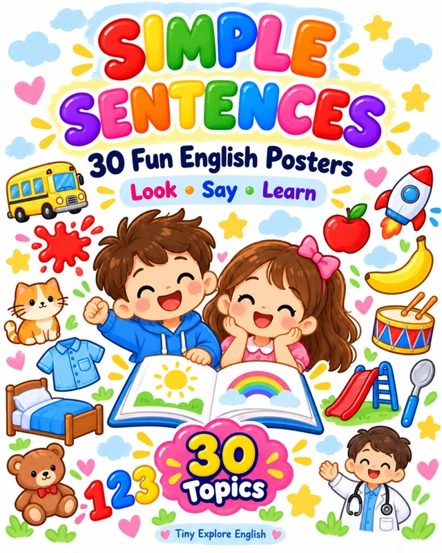 Tiny Explore English – 30 Poster Câu Tiếng Anh Đơn Giản Cho Bé (PDF + MP3)