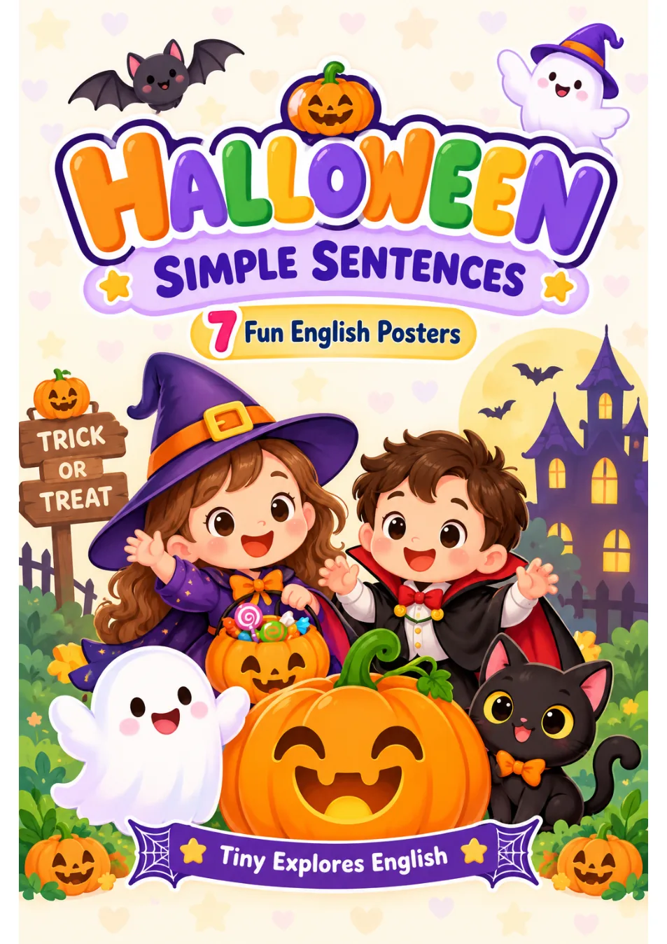 Halloween Simple Sentences: 7 Poster Luyện Câu Tiếng Anh Cho Bé (PDF + MP3)